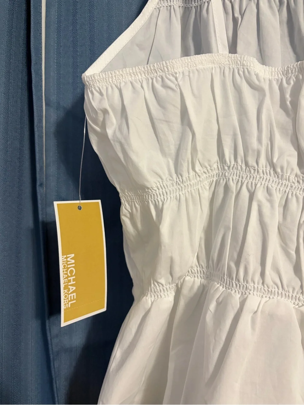 Michael Kors Smocked Peplum White Cami Top Women’s Size Medium